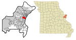 St. Louis County Missouri Incorporated and Unincorporated areas University City Highlighted